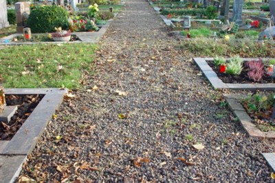 Difficult to access cemetery path that is not handicapped accessible